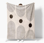 Modern Abstract Blankets Black Beige Boho Throw Blanket Boho Blanket Double Sided Flannel Throw Blanket,Suitable for Adults Children on The Sofa,Car,Bed Nap Warm Comfortable Blanket 70"X80"