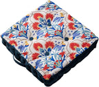 LINGXIYA Floor Pillow,Bohemian Cushion,Tatami Floor Cushion Mat,Tufted Pillow Seat Chair Pad for Yoga Meditation Living Room Balcony,15.7"x15.7"x3.5",Blue