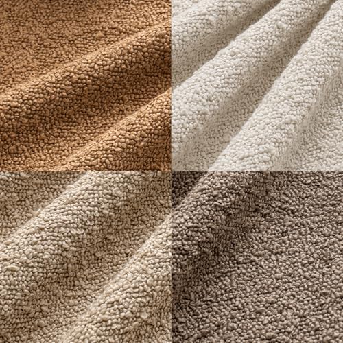 MIULEE Pack of 4 Decorative Textured Boucle Throw Pillow Covers 18x18 Inch Neutral Brown Accent Solid Pillow Cases Couch Cushion Covers for Modern Farmhouse Boho Chair Sofa Bed Room Home Decor - color: Neutral Brown, size: 18" x 18" (Pack of 4)