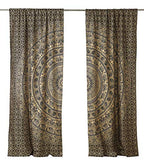 Popular Handicrafts Indian Hippie Bohemian Beautiful Elephant Color Mandala Curtain Panels Black Gold - color: Black Gold, size: 38"W x 83"L (Pack of 2)