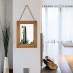 DECORKEY Rectangle Wall Mirror for Bathroom, Distressed White Wood Decor with Hanging Rope for Rustic Home Decor, Vanity, Living Room 12"×16"（Wooden）