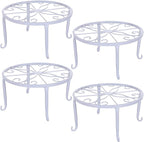 Tosnail 4-Pack 9" Metal Plant Stands for Indoor and Outdoor, Planters, Flower Pots Holder, Beverage Dispenser, Pumpkin Stand for Floor and Tabletop Decoration - White