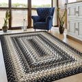 ROYHOME Braided Print Boho Rug 5x7 Living Room Area Rugs Modern Geometric WashableThrow Carpet Farmhouse Large Accent Carpet for Bedroom Kitchen Nursery Office, Black - size: 5' x 7' (Rectangular)