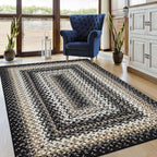 ROYHOME Braided Print Boho Rug 5x7 Living Room Area Rugs Modern Geometric WashableThrow Carpet Farmhouse Large Accent Carpet for Bedroom Kitchen Nursery Office, Black - size: 5' x 7' (Rectangular)