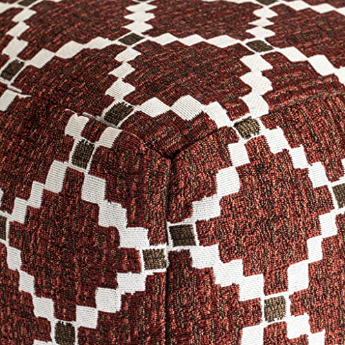 Anji Mountain Artisan Crafted Cotton Blend Pouf Ottoman | Versatile Floor Seating & Footstool for Living Room | Modern Boho Home Décor Accent | Filled Pouffe - color: Sienna Trellis