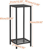 IBUYKE 30 Inch Tall Plant Stand Indoor, 2 Tier Metal Corner Plant Stand, Modern Square Plant Shelf Flower Stand for Living Room Patio Balcony Garden, Black TMJ070B