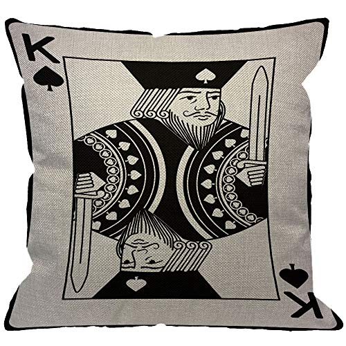 HGOD DESIGNS Poker Card Throw Pillow Cover,King of Spade Spades Playing Casino Vegas Decorative Pillow Cases Cotton Linen Square Cushion Covers for Home Sofa Couch 18x18 inch - color: Color Z18