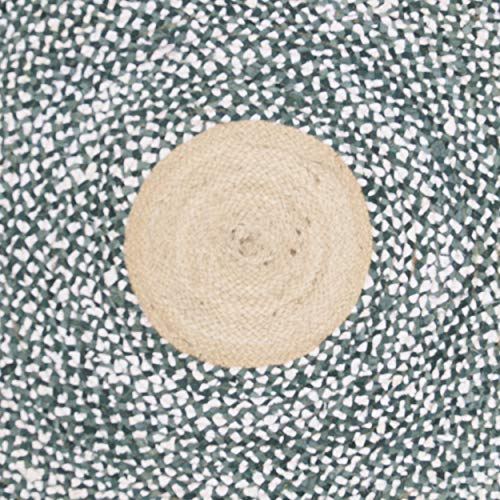 SAFAVIEH Cape Cod Collection 3' Round Light Blue / Natural CAP210M Handmade Braided Jute & Cotton Area Rug - color: Light Blue/Natural, size: 3' (Round)