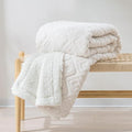 EverGrace Jacquard Boho Sherpa Fleece Throw Blanket for Couch, Super Soft Cozy Fuzzy Plush Blankets for Winter, Reversible Thick Warm Blanket for Bed, Sofa, Living Room, Off White, 60" x 80"