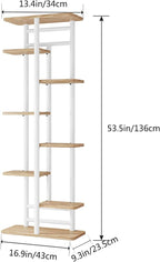 LINZINAR Plant Stand 8 Tier 9 Potted Multiple Flower Pot Holder Shelf Indoor Outdoor Planter Rack Storage Organizer for Patio Garden Corner Balcony Living Room (8 Tier-9 Potted, White)