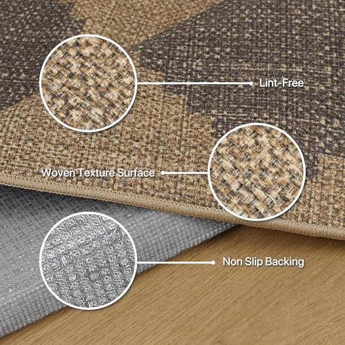 GENIMO Indoor Outdoor Area Rug 5'x8', Checkered Easy Jute Rug Machine Washable, Easy-Cleaning, Non Slip Geometric Outdoor Carpet for Patio, Living Room, Backyard, Porch, Deck, Balcony, Diamond Brown - color: Diamond Brown, size: 5' x 8' (Rectangular)