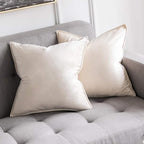 MIULEE Cream White Velvet Throw Pillow Covers 20x20 Soft Decorative Solid Square Cushion Cases Pack of 2 Modern Luxury Home Decor for Couch, Sofa, Bedroom