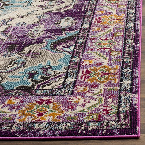 SAFAVIEH Monaco Collection Runner Rug - 2'2" x 6', Violet & Light Blue, Non-Shedding & Easy to Clean, Distressed Medallion Design, Ideal for Hallway, Foyer, Entryway, Kitchen, Bedroom (MNC243L) - color: Violet/Light Blue, size: 2'2" x 6' (Runner)