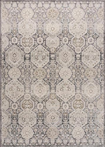 Hauteloom Kismet Boho Vintage Traditional Damask Runner Rug - Farmhouse Traditional Floral Medallion Carpet for Hallway, Kitchen - Black, Tan, Gray, Brown, Beige - 2'7" x 7'3" - color: Beige, Black, Charcoal / Minoa, size: 2'7" x 7'3" (Runner)