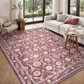 Living Room Rug 6x9, Soft Non Slip Low Pile Washable Rug, Boho Modern Area Rug for Bedroom, Dining Room, Red - color: Red, size: 6' x 9' (Rectangular)