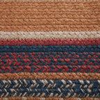 VHC Brands Stratton Primitive Jute Blue Striped Accent Rug Decor Oval w/Floor Pad 27"x48" - size: 27x48