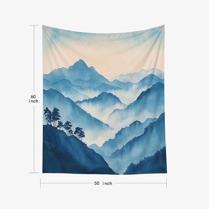 EMMTEEY Mountain Tapestry Cloudy Mountains 50X60 Inch Vertical Tapestry Wall Art Hanging Tapetries for Bedroom Living Room Dorm Décor