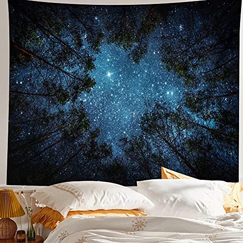 Llamazing Forest Landscape Tapestry for Living Room & Bedroom - Magic Tapestry Curtain (Looking Up at The Stars, 60''L51''W) - color: Looking Up at The Stars, size: 60"L x 51"W