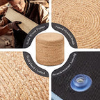 Wimarsbon 18'' Ottoman Pouf, Natural Braided Poof, Rustic Handweave Lounge Pouffe, Boho Footrest Stool for Bedroom, Accent Table or Seat for Living Room (Natural-LD) - color: 18inch Natural Water Hyacinth Braid