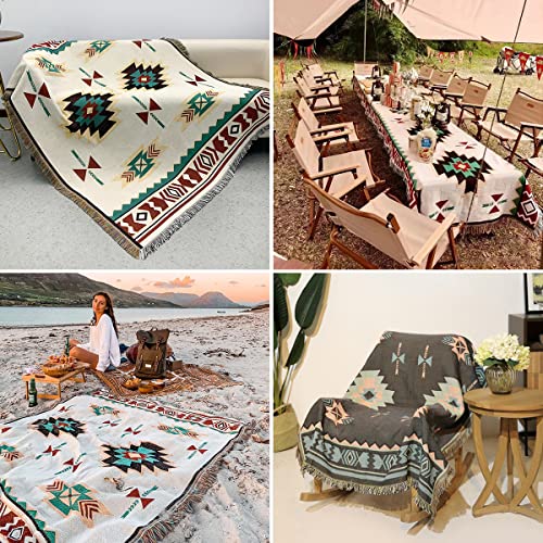 Hopstar Aztec Throw Blanket Navajo Indian Blankets and Throws Boho Western Decor Couch Cover Blanket for Bed Sofa Living Room Beach Travel 51"x63" - color: Sucre, size: 51"x63"