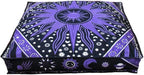ICC Large Square Floor Pillow Cover Hippie Ottoman Pouf Cover Daybed Cotton Mandala Cushion Cover with Heavy Duty Zipper Seating Ottoman Poufs Dog-Pets Bed (Purple Burning Sun, 35" Square)