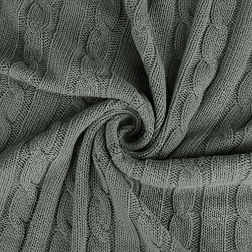 uxcell 100% Cotton Knitted Throw Blanket for Sofa and Couch Soft Lightweight Cable Knit Blanket Home Decors Blanket, Grey 50" x 60" - color: Grey, size: Throw (50" *60")