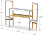 Wisuce Bamboo Plant Shelf Indoor, 3 Tier Tall Corner Plant Shelves Holder & Plant Display Rack for Outdoor Garden Indoor Home