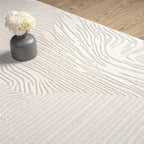 Abani Zen 2' x 3' Cream Rug – Neutral Layered Wavy Borders Pattern, Small Soft Accent Rug for Entryway & Bedroom, Durable & Easy to Clean - size: 2' x 3'