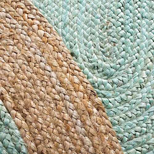 SAFAVIEH Natural Fiber Collection Area Rug - 2'6" x 4' Oval, Aqua Blue & Natural Brown, Handmade Jute, Braided Border Design (NF801A) - color: Aqua/Natural, size: 2'6" x 4' (Oval)