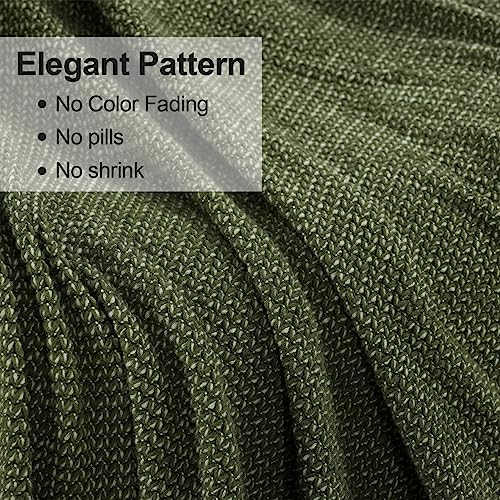 Blagic Knitted Throw Blanket for Couch, Soft Farmhouse Throw Blanket with Tassels,Home Decorative Lightweight Blankets,Spring Throws for Bed/Chair/Sofa,Wheat Textured (Green & White,50" W x 60" L) - color: Green & White, size: 50 × 60 in
