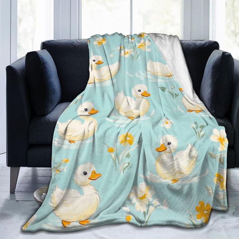Duck Blanket Warm Plush Duck Flannel Throw Blanket Super Soft Fleece Cozy Fuzzy Ducks Stuffed Animal Blanket Gifts for Kids Teens Adults Room Decor 60"X80" - color: Duck, size: 60"X80"
