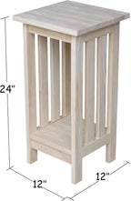 International Concepts Mission Plant Stand, 24-Inch High, Solid Parawood, Unfinished