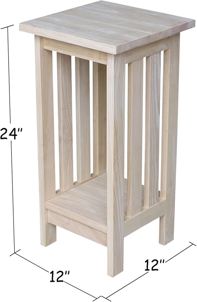 International Concepts Mission Plant Stand, 24-Inch High, Solid Parawood, Unfinished