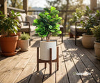 Adjustable Plant Stand, Antique Brush Brown (Pot & Plant Not Included) | Solid Acacia Wood, Mid-Century Modern, Stainless Steel Screws, Fit 8-12" Pot - color: Antique Brush Brown