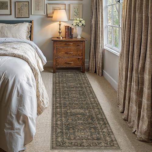 Kitchen Rug Set of 3 Washable Brown Vintage Kitchen Mats for Floor Non-Slip Kitchen Runner Rug Soft Low Pile Distressed for Bathroom Laundry Hallway Sink Entryway - color: Dark Brown, size: 20"x32"+20"x48"+20"x59"