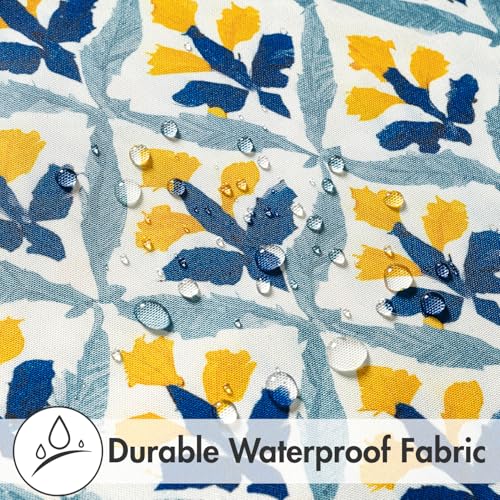 MIULEE Pack of 2 Decorative Outdoor Waterproof Throw Pillow Covers Flower Print Chic Boho Accent Pillow Covers for Square Garden Patio Cushion 18x18 Inch, Light Yellow Blue - color: Light Yellow Blue, size: 18" x 18" (Pack of 2)