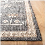 SAFAVIEH Kilim Collection Area Rug - 9' Square, Black & Ivory, Handmade Flatweave Boho Tribal Jute, Ideal for Living Room, Bedroom, Dining Room (KLM762Z-9SQ)