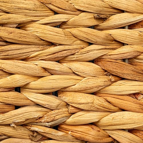 Household Essentials Wicker Stair Basket with Handles, Handwoven Water Hyacinth, Sits on Two Stairs, Lightweight, Natural - style: Water Hyacinth