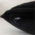 ZLINA Set of 2 Black Faux Fur Decorative Throw Pillow Covers Fluffy Striped Pillowcase Cushion Covers 24 x 24 Inch Decor Sofa Couch Bedroom