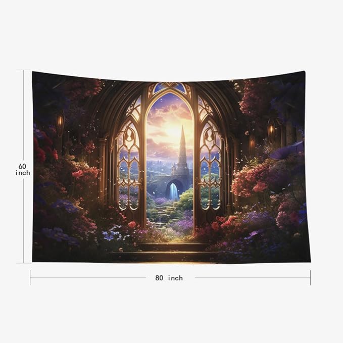 EMMTEEY Fantasy Large Tapestry Wall Hanging 80X60 Inch - Fairytale World Wall Art for Living Room Witchy Forest Backdrop for Dorm Classroom