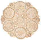 SAFAVIEH Natural Fiber Collection Area Rug - 6' Round, Natural, Handmade Boho Charm Farmhouse Jute, Ideal for High Traffic Areas in Living Room, Bedroom (NF167A) - size: 6' (Round)