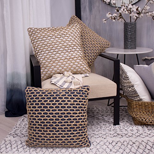 Boho Living Jada Decorative Throw, Includes Accent, Premium Woven Design, Living Room Décor, (1) 20" x 20" Pillow Cover with Insert, Grey - color: Grey, size: (1) 20" x 20" Pillow Cover With Insert