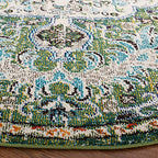 SAFAVIEH Madison Collection 3' Round Green / Turquoise MAD447Y Boho Chic Medallion Distressed Non-Shedding Dining Room Entryway Foyer Living Room Bedroom Area Rug - color: Green/Turquoise, size: 3' (Round)