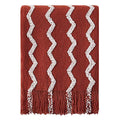 BOURINA Fluffy Chenille Knitted Fringe Throw Blanket Lightweight Soft Cozy for Bed Sofa Chair Throw Blankets, Rust 50" x 60" - color: A-rust, size: 50"×60"