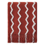 BOURINA Fluffy Chenille Knitted Fringe Throw Blanket Lightweight Soft Cozy for Bed Sofa Chair Throw Blankets, Rust 50" x 60" - color: A-rust, size: 50"×60"