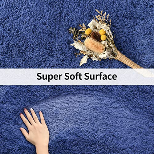 Merelax Modern Soft Fluffy Small Shaggy Rug for Bedroom Livingroom Dorm Kids Room Indoor Home Decorative, Non-Slip Plush Furry Fur Area Rugs Comfy Nursery Accent Floor Carpet 2 X 3 Feet, Light Navy - color: Light Navy, size: 2' x 3' (Rectangular)