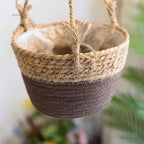 WYSRJ 8inch Jute Rope Hanging Planter Woven Plant Basket Macrame Plant Hangers Plant Holder Basket Decorative Storage Baskets for Plants Pots Home Decor