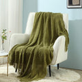 CREVENT Knitted Decorative Throw Blanket for Couch Sofa Chair Bed，Soft Warm Cozy Light Weight for Spring Summer Fall (50''X60'' Avocado Green Christmas Green)