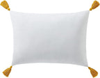 Indigo Ink - Decorative Pillow, Tufted Stripe Pillow with Tassels, Throw Pillows for Couch or Bed, Boho Home Decor, 14" x 20" (Tufted Medallion Collection, Grey/Yellow)