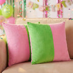 2 Pcs Pink Green Pillow Covers 18 x 18 Inch Soft Dutch Velvet Cushion Covers Witch and Princess Friendship Throw Pillowcase for Car Couch Sofa Bed Spring Easter Sorority Party Decorations